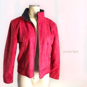 County Clothing Co Red Zip Front Fleece Lined Jacket Coat Canada - XS